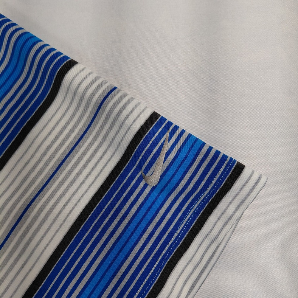 Nike‎ Golf Tour Performance Dri-Fit Mens Large Blue Striped Short Sleeve Polo - Picture 8 of 13